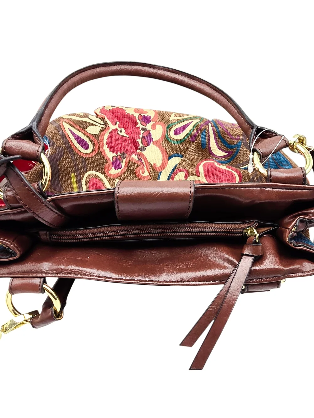 NWT Relic Purse Brown Floral Satchel Bag with Double Handle & Crossbody Strap